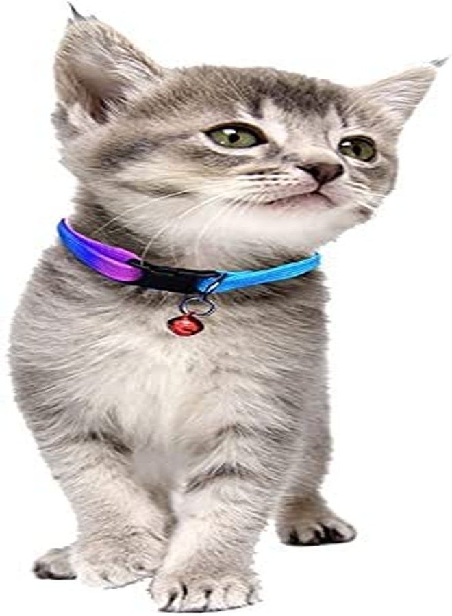 Pups&Pets Colorful Cat Collar with Bell, Adjustable Rainbow Collars for Cat Kitty Puppy Rabbit Small Animals - (Pack of 2) - Image 1